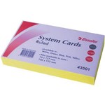 ESSELTE 43501 SYSTEM CARDS 127X203MM RULED YELLOW PK100
