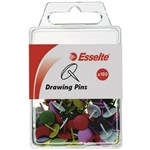 ESSELTE 45101 DRAWING PINS COLOURED ASSORTED PK100