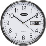 CARVEN CL285S WALL CLOCK 285MM DIAMETER WITH DATE SILVER RIM