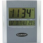 CARVEN CLDIGITAL CLOCK SQUARE ALL BLACK SILVER NUMBERS