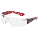 BOLLE SAFETY RUSH PLUS SAFETY GLASSES RED AND BLACK ARMS CLEAR LENS