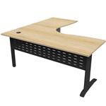RAPID SPAN DELUXE CORNER WORKSTATION METAL MODESTY PANEL 1500 X 1500 X 730MM NATURAL OAKBLACK