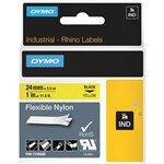 DYMO 1734525 RHINO INDUSTRIAL TAPE FLEXIBLE NYLON 24MM BLACK ON YELLOW