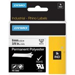 DYMO 18482 RHINO INDUSTRIAL TAPE PERMANENT POLYESTER 9MM BLACK ON WHITE