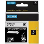 DYMO 18483 RHINO INDUSTRIAL TAPE PERMANENT POLYESTER 12MM BLACK ON WHITE