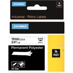 DYMO 18484 IND LABEL TAPE PERMANENT POLYESTER 19MM BLACK ON WHITE