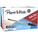 PAPERMATE 2013311 INKJOY 100 BALLPOINT PEN MEDIUM 10MM BLACK BOX 60