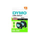 DYMO LETRATAG PLASTIC TAPE 12MM X 4M WHITE PACK 2