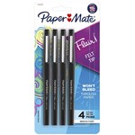 PAPERMATE FLAIR FELT TIP PEN MEDIUM 07MM BLACK PACK 4