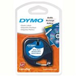 DYMO 91331 LETRATAG PLASTIC LABEL TAPE 12MM BLACK ON WHITE