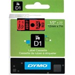 DYMO 45017 D1 TAPE 12MM X 7M BLACK ON RED