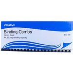 INITIATIVE PLASTIC BINDING COMB 10MM 21 LOOP 65 PAGE CAPACITY A4 BLACK BOX 100