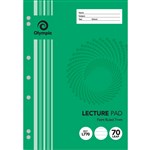 OLYMPIC 1415290 L770 LECTURE PAD 7 HOLE 7MM RULED A4 WHITE PACK 10