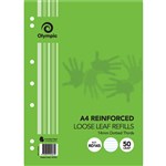 OLYMPIC RD145 REINFORCED A4 LOOSE REFILL 14MM DOTTED THIRDS 55GSM 50 SHEETS