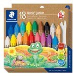 STAEDTLER NORIS 224 JUNIOR WAX CRAYONS ASSORTED BOX 18 HANGSELL