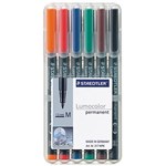 STAEDTLER 317WP6 LUMOCOLOR OHP MARKER PERMANENT MEDIUM POINT WALLET 6