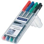 STAEDTLER 318WP4 LUMOCOLOR OHP MARKER PERMANENT FINE POINT 06MM WALLET 4