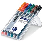 STAEDTLER 318WP6 LUMOCOLOR OHP MARKER PERMANENT FINE POINT 06MM WALLET 6