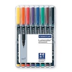 STAEDTLER 318WP8 LUMOCOLOR OHP MARKER PERMANENT FINE POINT 06MM WALLET 8
