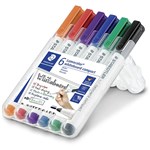 STAEDTLER 341 LUMOCOLOR COMPACT WHITEBOARD MARKER BULLET POINT ASSORTED WALLET 6
