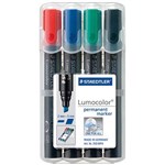 STAEDTLER 350WP4 LUMOCOLOR PERMANENT MARKER CHISEL POINT WALLET 4