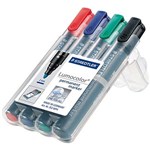 STAEDTLER 352WP4 LUMOCOLOR PERMANENT MARKER BULLET POINT WALLET 4