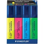 STAEDTLER 364WP4 HIGHLIGHTER TEXTSURFER ULTRA SOFT CHISEL APPROX 15MM ASST WALLET 4