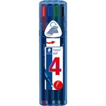 STAEDTLER 437 TRIPLUS BALLPOINT PEN FINE ASSORTED COLOURS PACK 4 