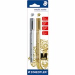 STAEDTLER 8323S BK2 METALLIC MARKERS GOLD AND SILVER PACK 2