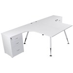 FLEET 2 PERSON BACK TO BACK CORNER WORKSTATION DRAWERS  FILE HANGER 3000 X 1500MM WHITE