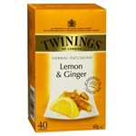 TWININGS TEABAGS HERBAL INFUSIONS LEMON AND GINGER PK40