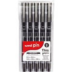 UNI PIN 200 FINELINER PEN ASSORTED TIPS BLACK WALLET 5