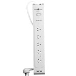 POWERSHIELD PSZ5U2 ZAPGUARD 5 WAY POWER SURGE FILTER BOARD WITH 2 X USB WHITE