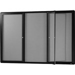 VISIONCHART BE NOTICED NOTICE CASE 3 HINGED DOOR 1830 X 1200MM BLACK FRAME GREY BACKING