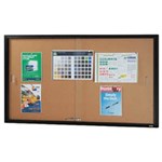 VISIONCHART BNSGC1590BC BE NOTICED NOTICE CASE 2 SLIDING DOOR 1525 X 915MM BLACK FRAME CORK BACKING
