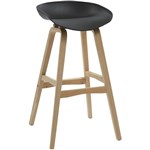 RAPIDLINE VIRGO BARSTOOL OAK COLOURED TIMBER FRAME WITH POLYPROPYLENE SHELL SEAT BLACK