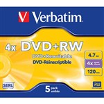 VERBATIM 95043 REWRITABLE DVDRW 47GB 4X PACK 5 7001718