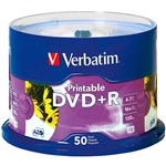VERBATIM 95136 DVDR 47GB 16X WHITE INKJET PRINTABLE SPINDLE PK50