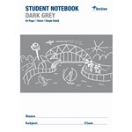 WRITER STUDENT NOTEBOOK 10MM SINGLE RULED 64 PAGE 250 X 175MM DARK GREY