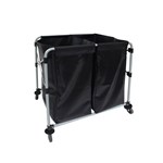 COMPASS COLLAPSIBLE LAUNDRY CART WITH VINYL BAGS 2 X 150L BLACK