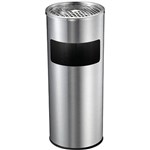 COMPASS STAINLESS STEEL LOBBY BIN WITH ASHTRAY 10L