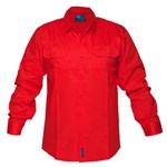 PRIME MOVER MV278 HIVIS LIGHTWEIGHT COTTON DRILL SHIRT LONG SLEEVE RED LARGE
