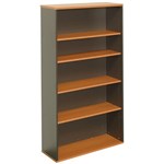BOOKCASE 5 SHELF 1800 X 315 X 900MM BEECH OVER IRONSTONE