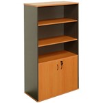 YS DESIGN HDBI OXLEY HALF DOOR STORAGE CUPBOARD 900X450X1800MM BEECH OVER IRONSTONE