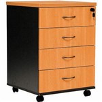 OXLEY 4DRAWER LOCKABLE MOBILE PEDESTAL BEECH IRONSTONE