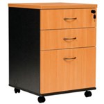 YS DESIGN MPBI OXLEY MOBILE PEDESTAL 2 STANDARD DRAWERS AND 1 FILE DRAWER 460X476X675MM BEECH OVER IRONSTONE