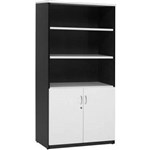 YS DESIGN YSHDWI OXLEY STATIONERY CUPBOARD HALF DOOR WITH 3 TOP OPEN SHELVES 900 X 450 X 1800MM WHITE OVER IRONSTONE