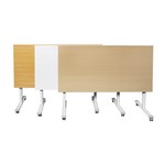 PIVOT WHITE FLIP TOP TABLE 1500 X 750MM BEECH TOP